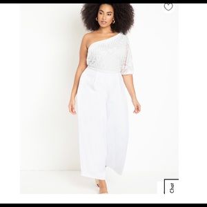 PLUS SIZE White One Shoulder Jumpsuit